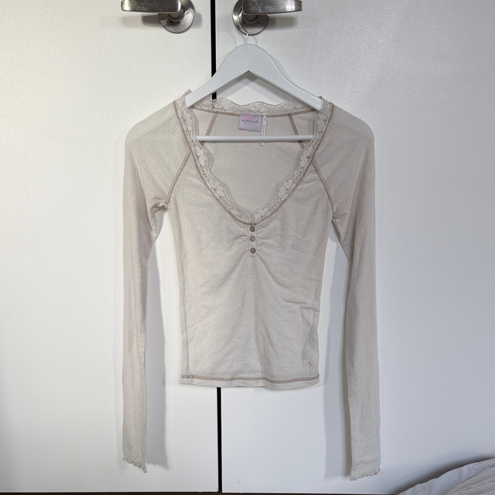 Urban Outfitters Cream Long Sleeve Top